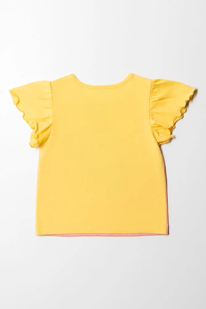 3D Flutter Sleeve Tee Yellow