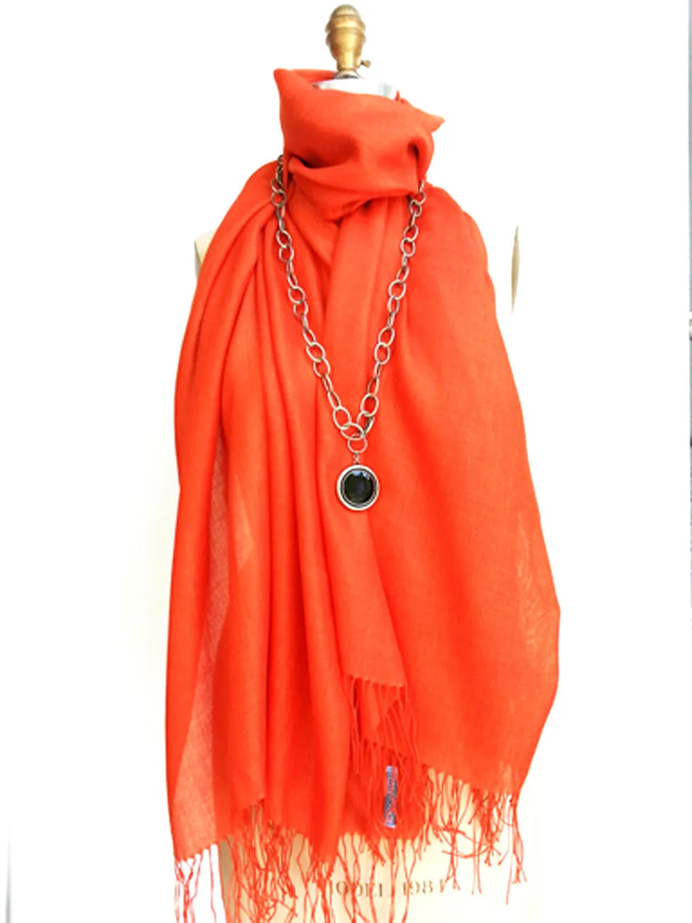 Alpaca and Silk Gauzy Shawl Hot Orange