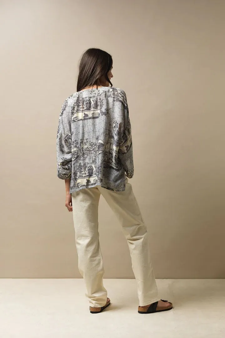 Ancient Columns Kimono Charcoal