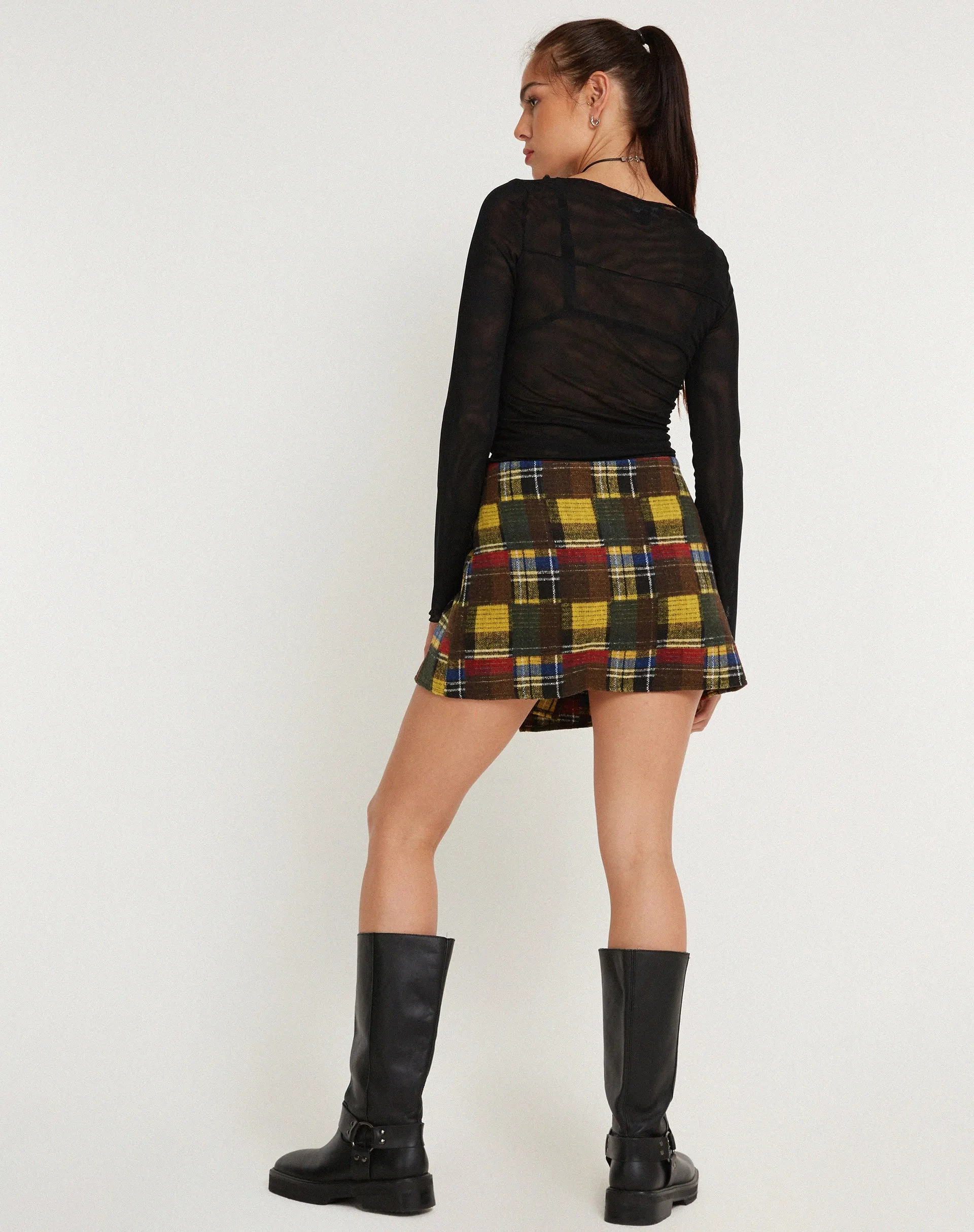 Ardava Wrap Mini Skirt in Mix Tartans