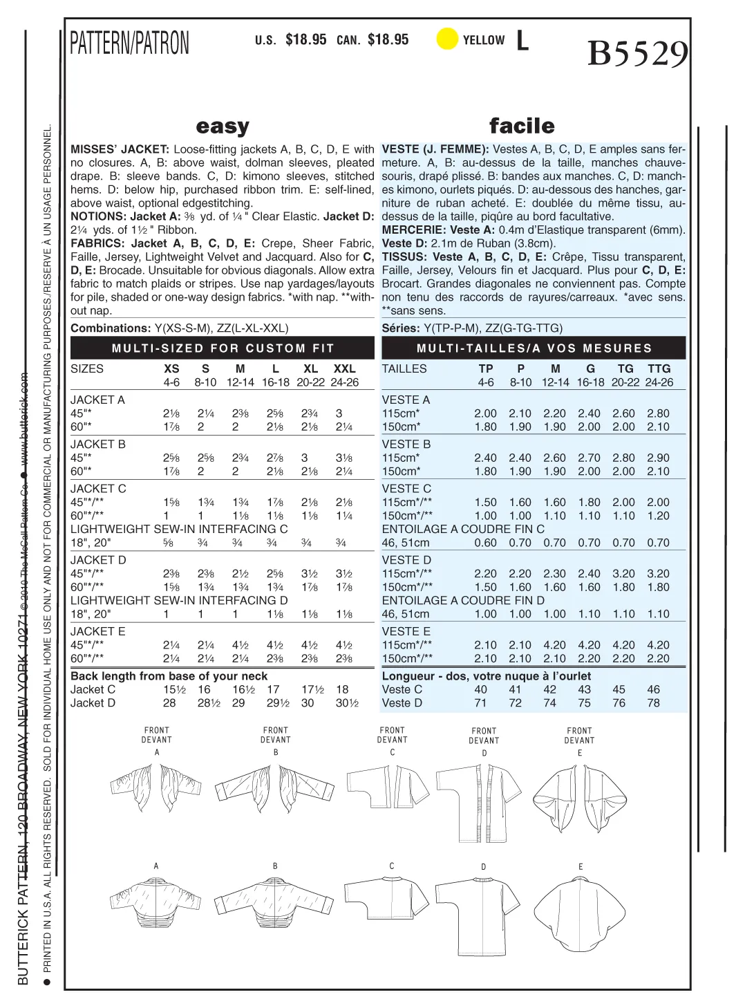 B5529 Misses' Jacket