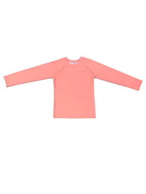 Basic Long Sleeve Coral Swim Top