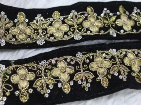 Black Embellished Zari Border