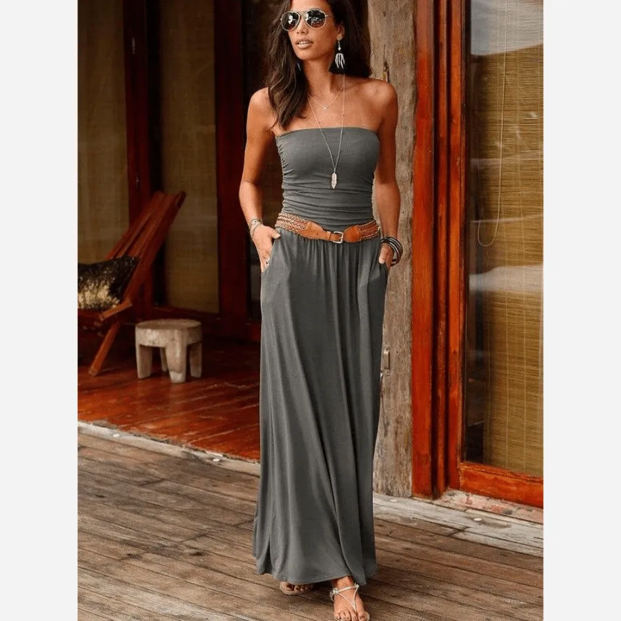 Boho Chic Bandeau Off Shoulder Maxi Dress