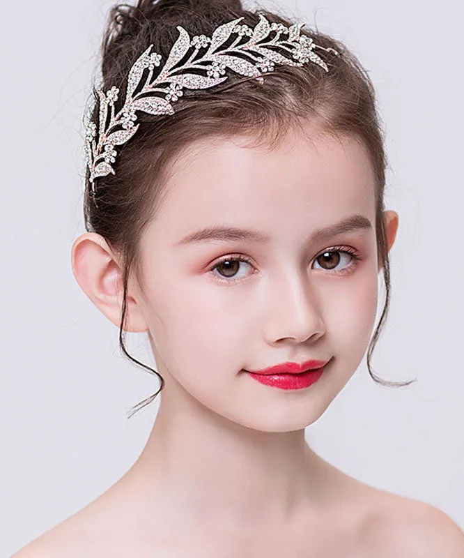 Boho Rose Gold Alloy Zircon Leaf Kids Hairpin IU050