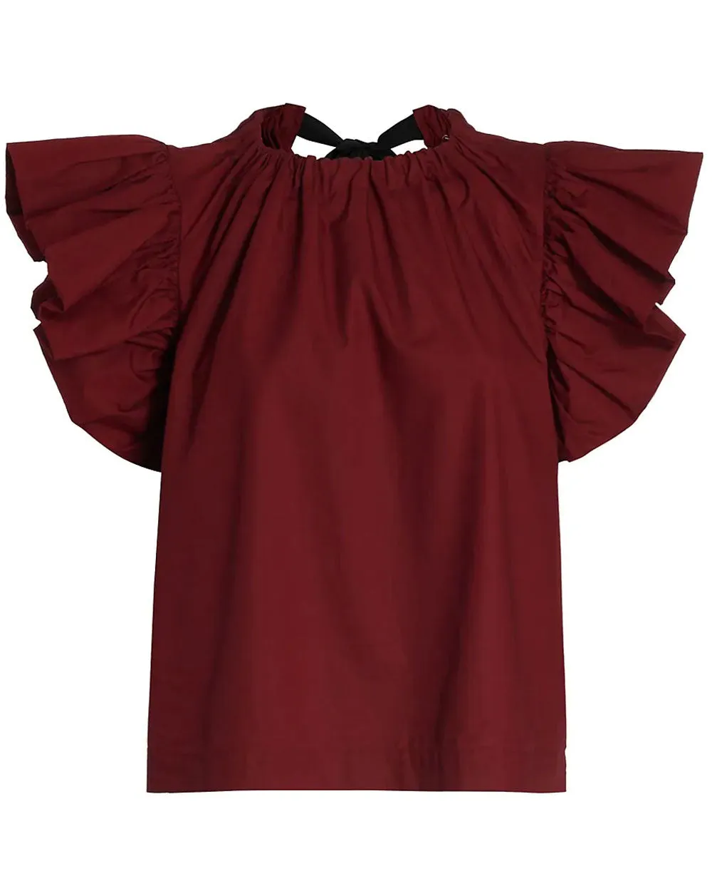 Bordeaux Leigh Flutter Sleeve Top