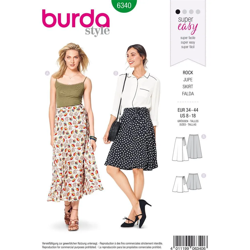 Burda Style Pattern B6340 Misses' wrap skirt