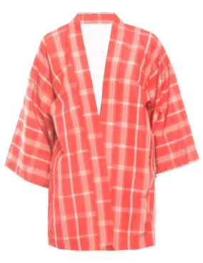 Checked Cropped Kimono - S