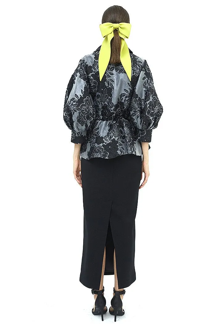 Choice Jacquard Overlapped Balloon Shirt Black