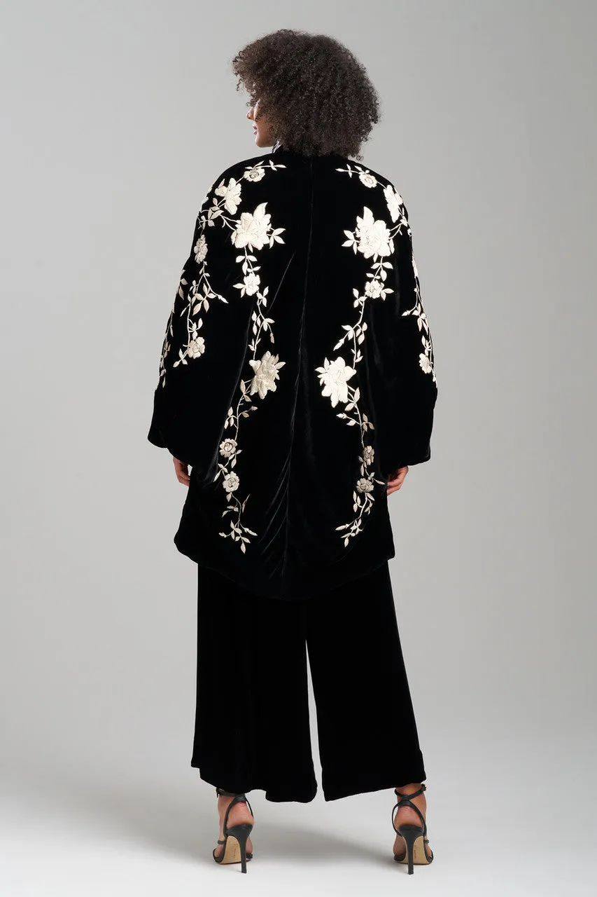 Couture Velvet Silk Embroidered Coat