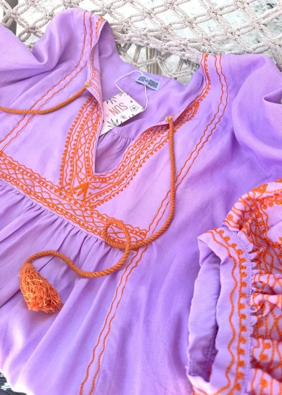 Diya Embroidered Mini Dress ☆ Berry Crush