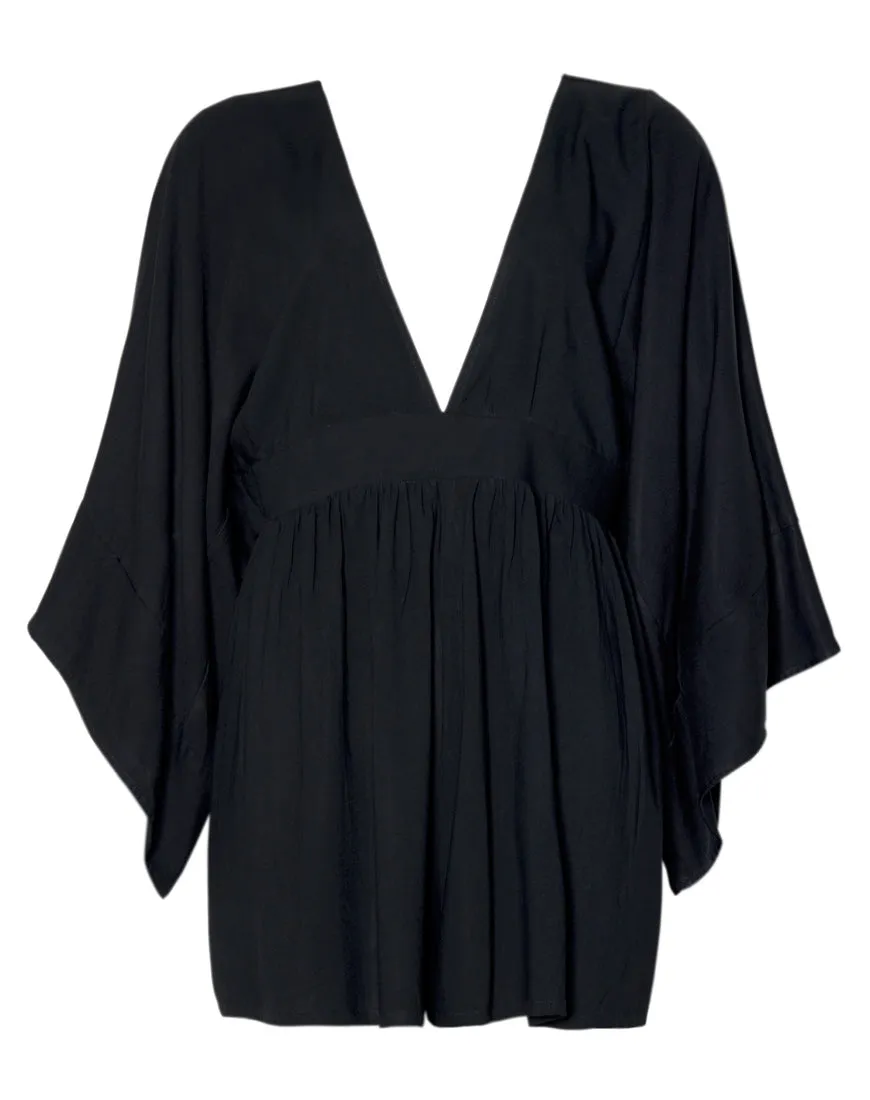 Eclipse Kimono Sleeve Playsuit in Black