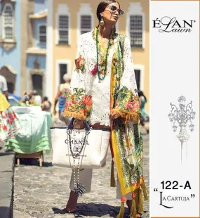 Elan Lawn Dresses - Embroidered Silk Dupatta - Replica - Unstitched