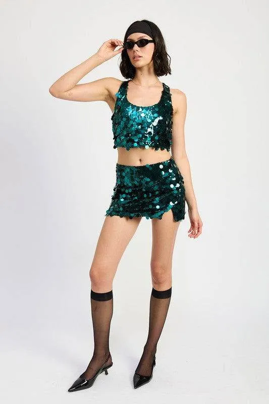 Emory Park Sequin Mini Skirt With Slit