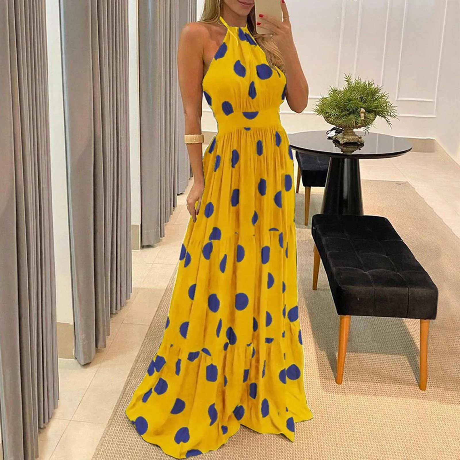 Fashion Floral Print Dot Long Maxi Dresses