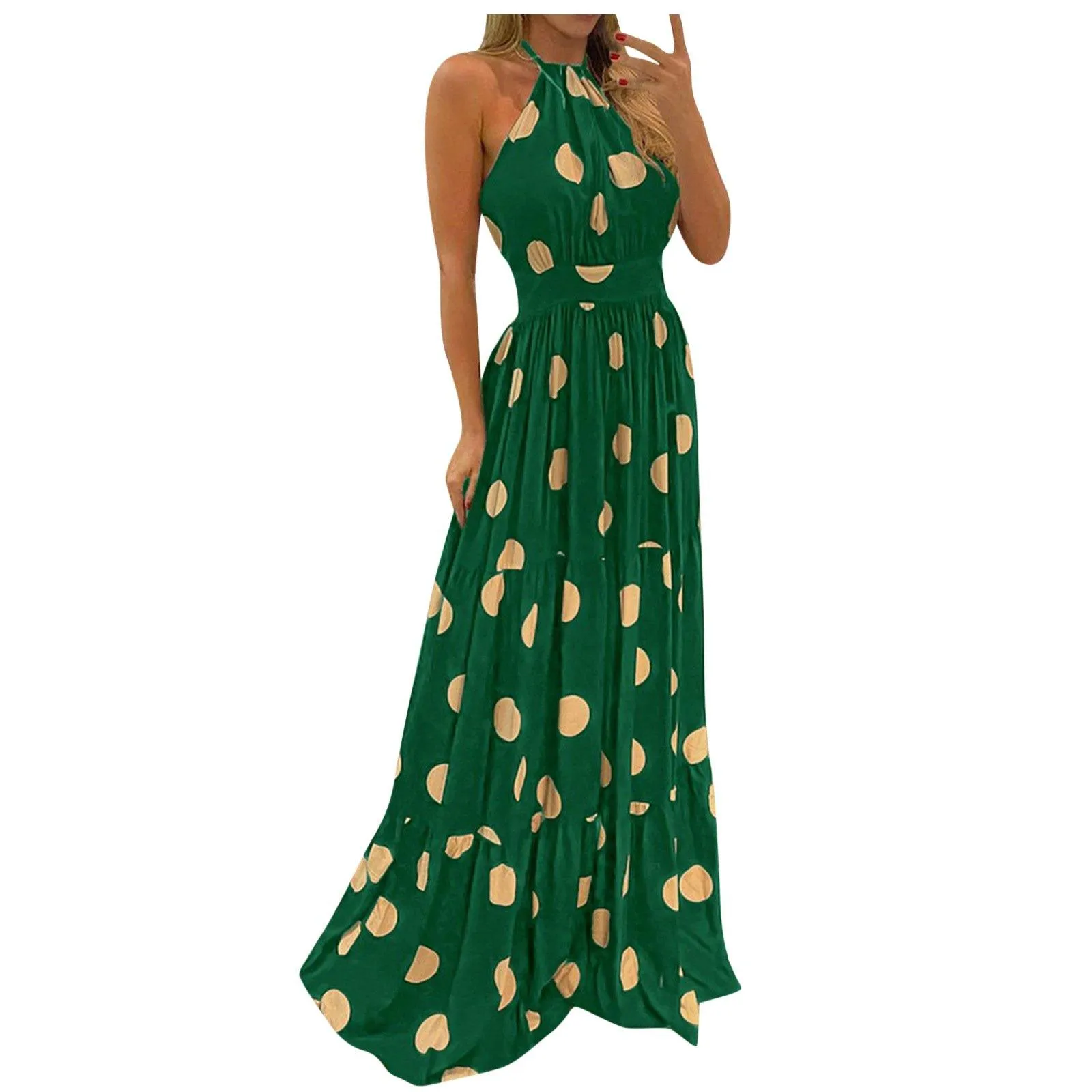 Fashion Floral Print Dot Long Maxi Dresses