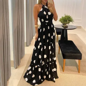 Fashion Floral Print Dot Long Maxi Dresses