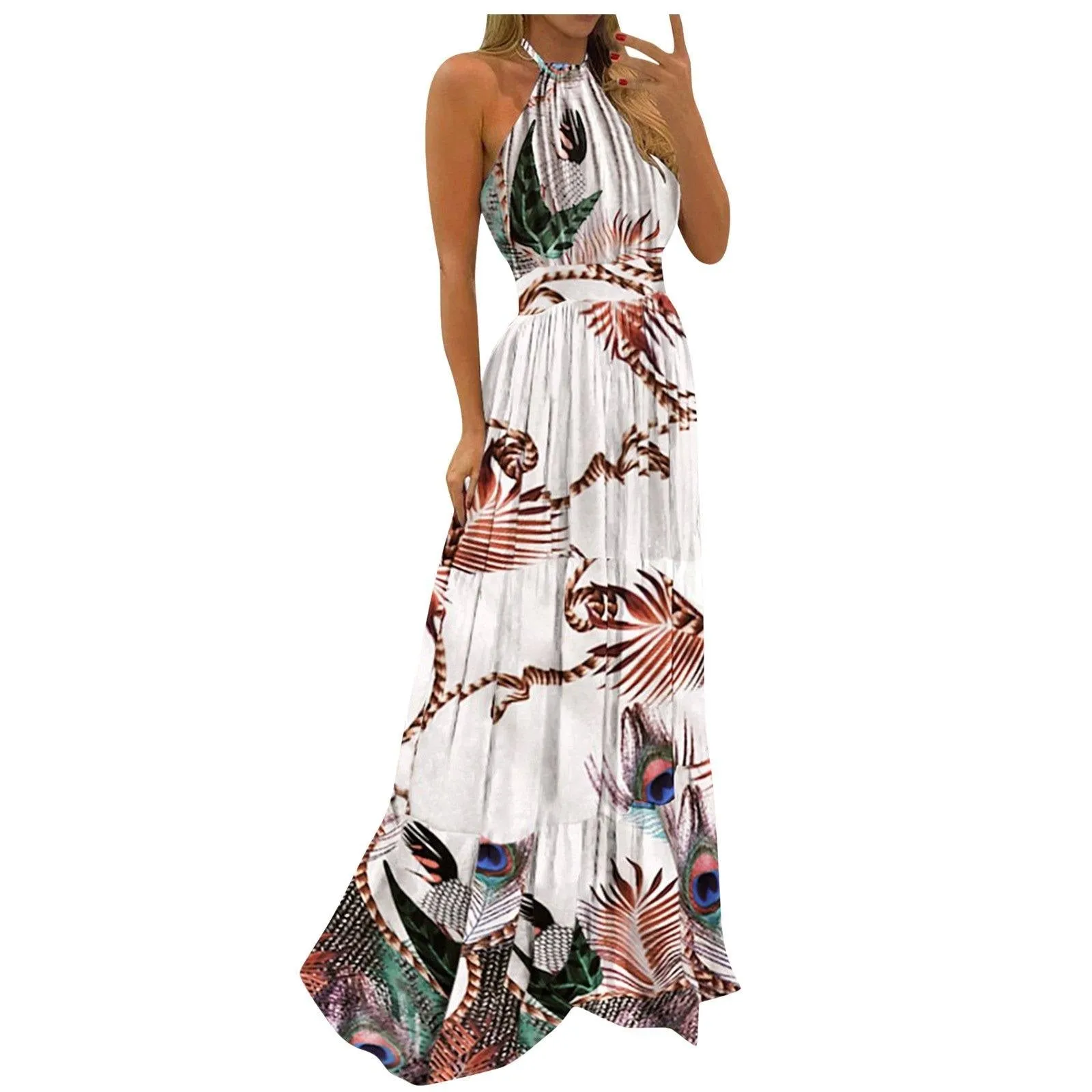 Fashion Floral Print Dot Long Maxi Dresses