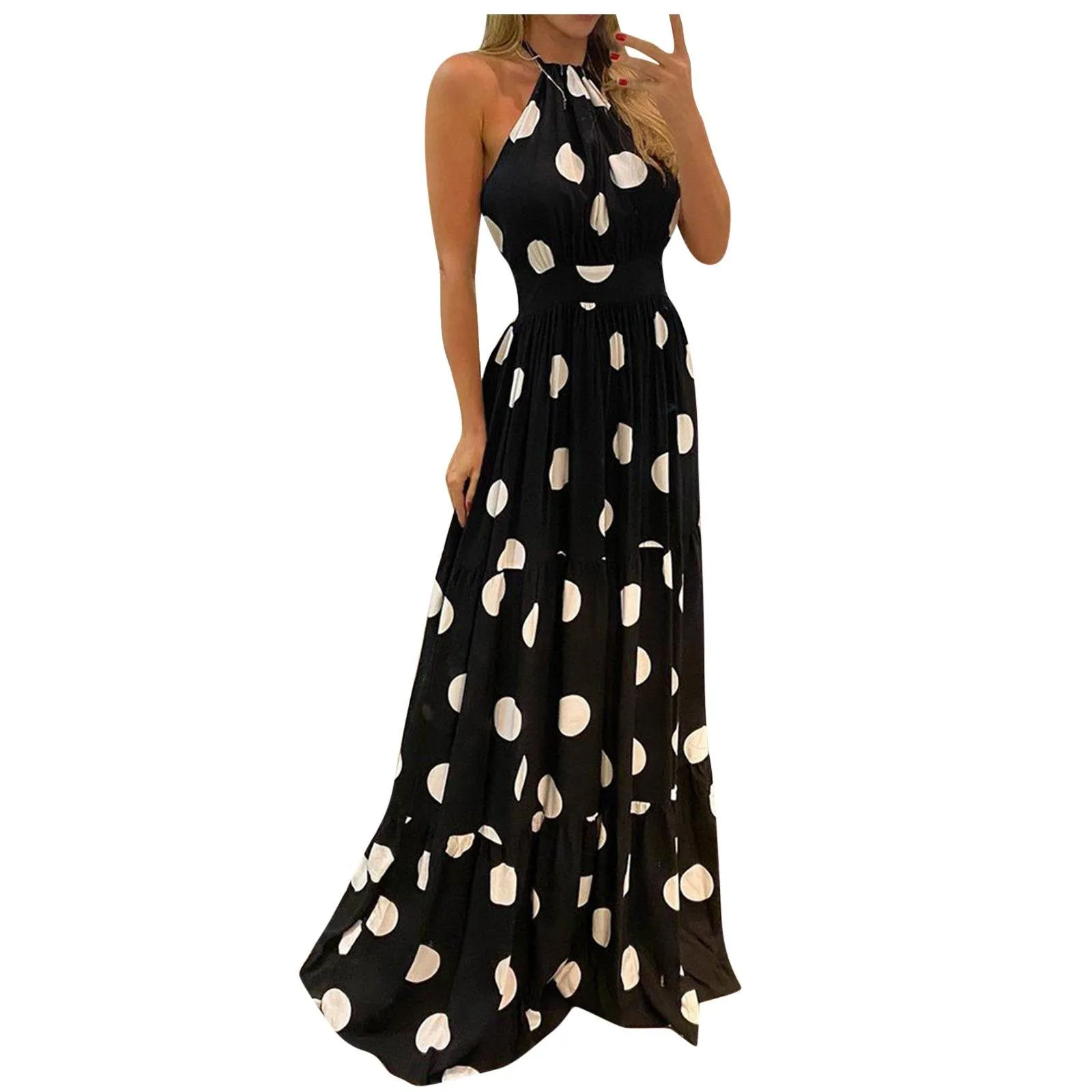 Fashion Floral Print Dot Long Maxi Dresses