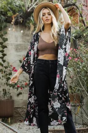 Floral Butterfly Sleeve Kimono