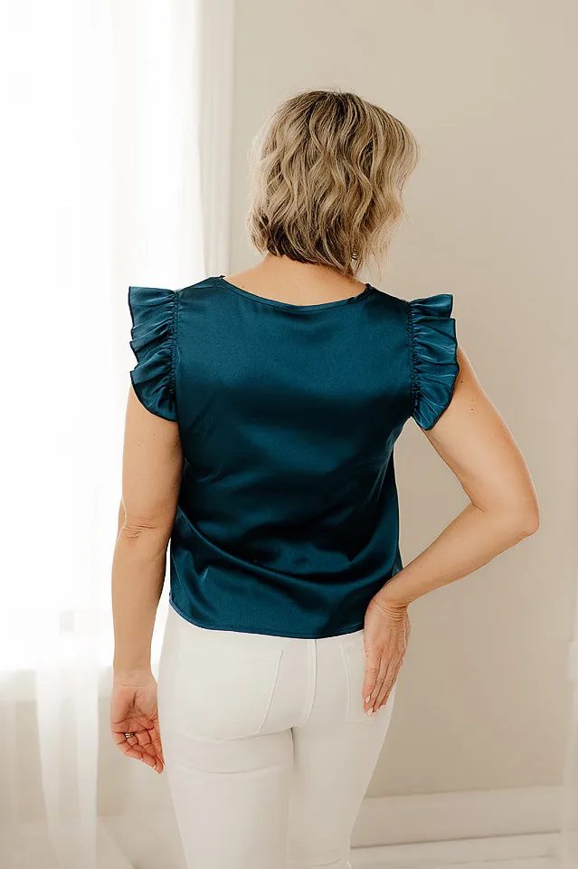 Flutter Sleeve Satin Top