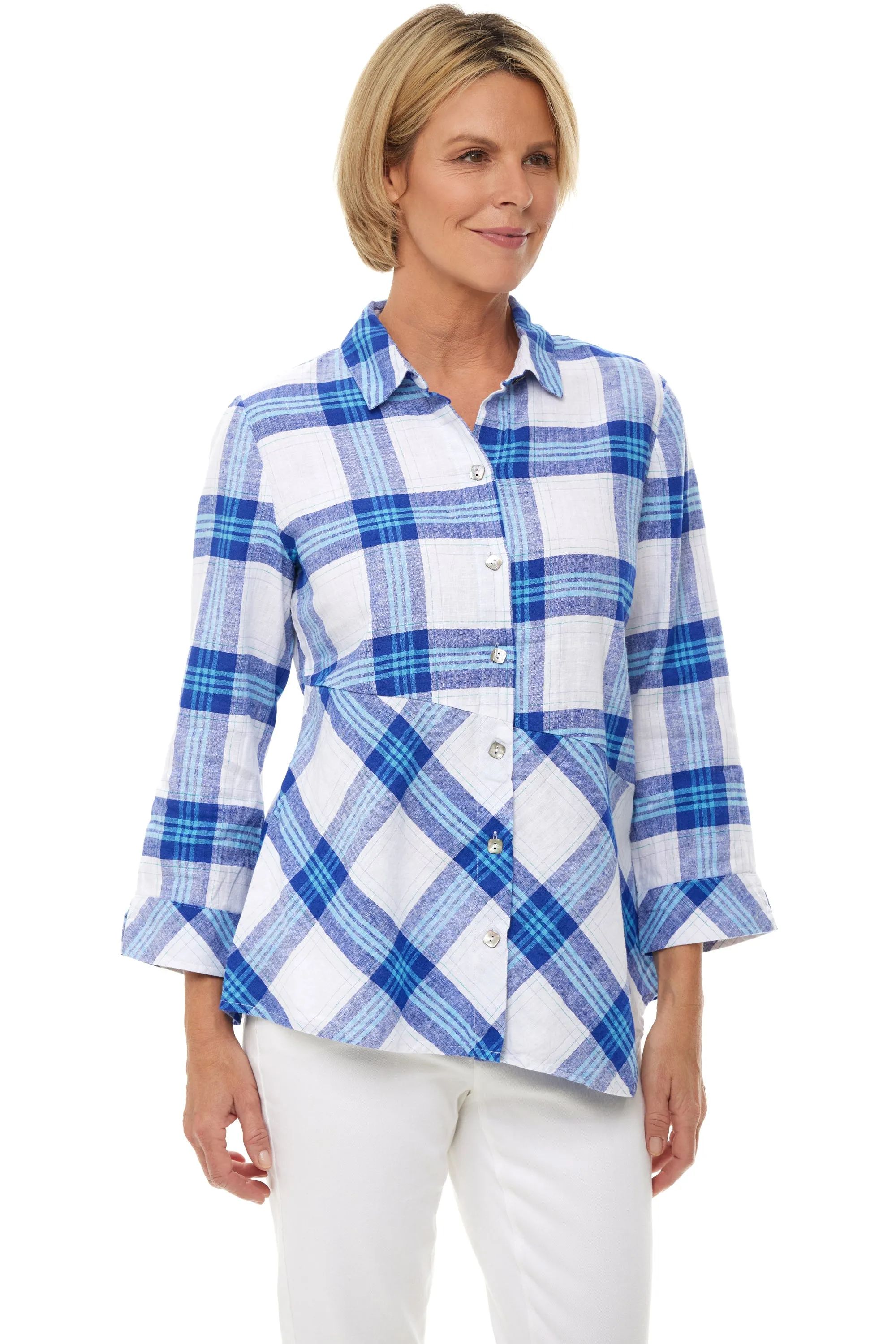 Girl Gone Plaid Linen Shaped Shirt