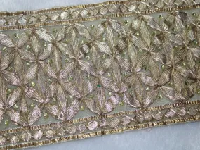 Golden Embellished Gota Work Embroidered Border