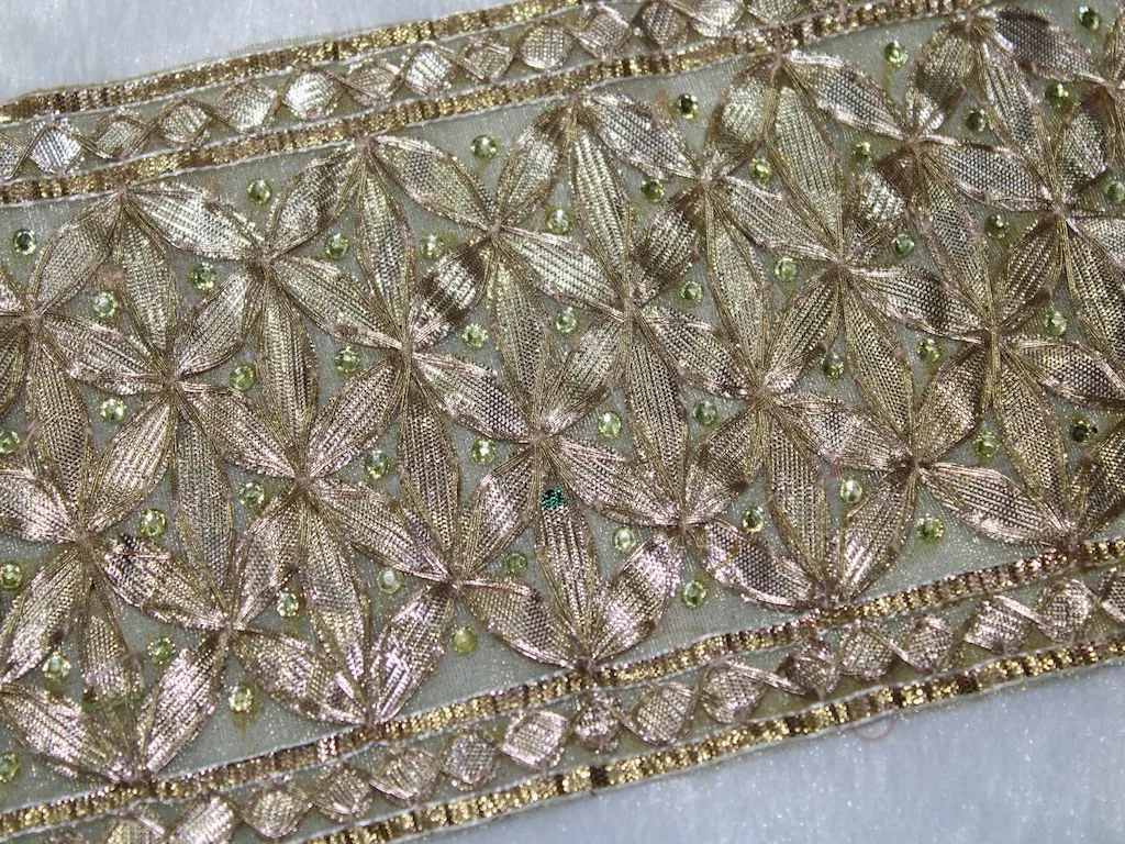 Golden Embellished Gota Work Embroidered Border