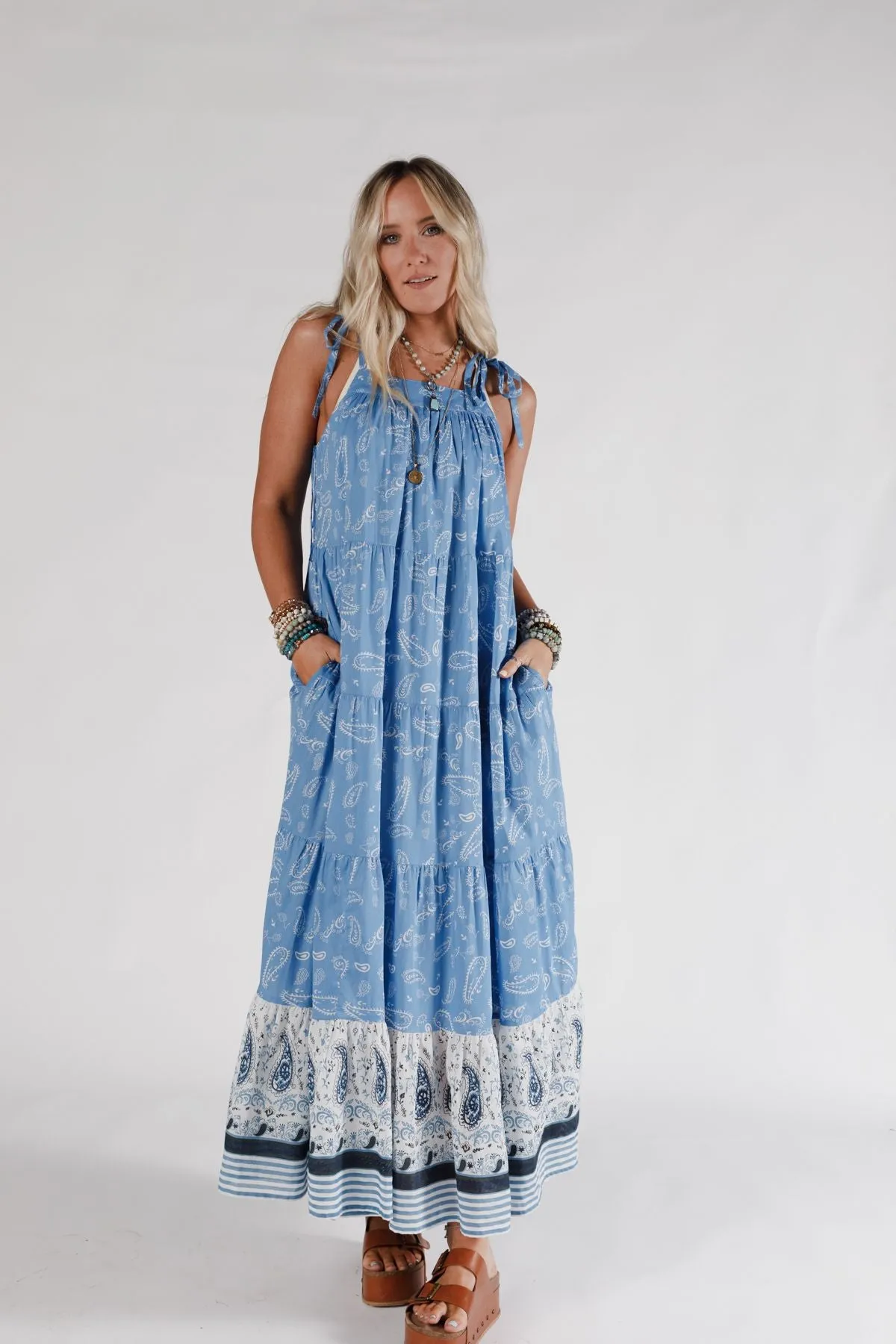 Golden Meadow Maxi Dress - Blue