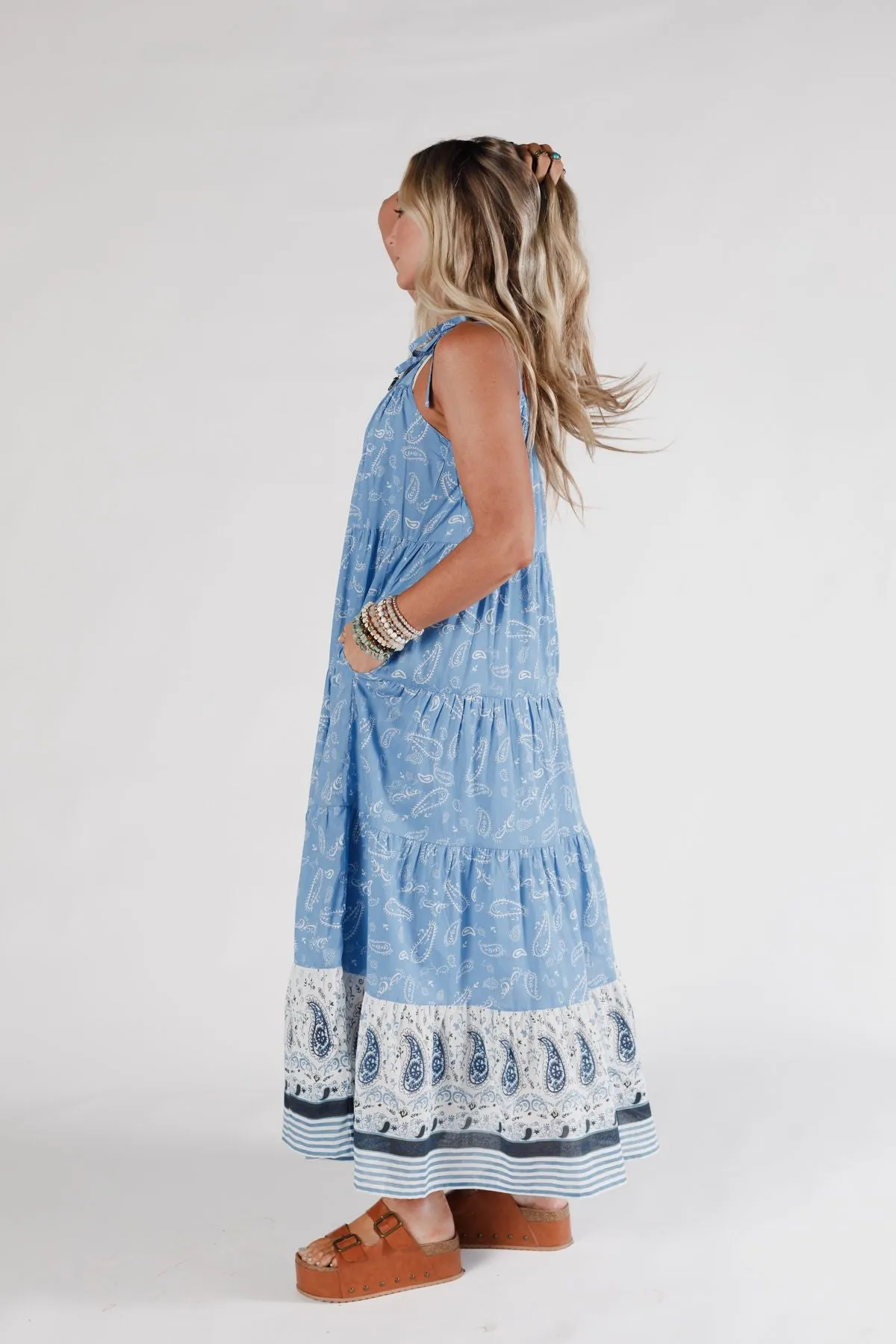 Golden Meadow Maxi Dress - Blue