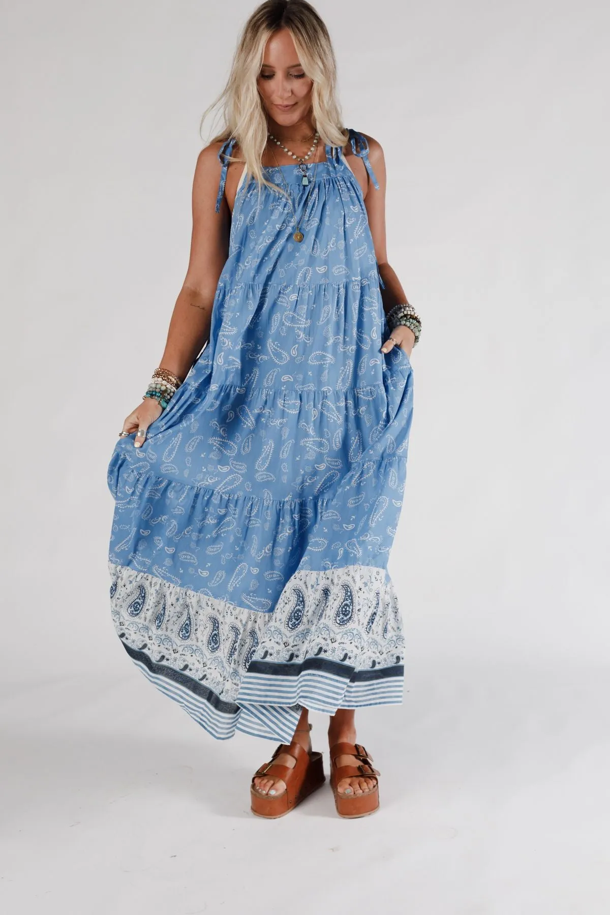 Golden Meadow Maxi Dress - Blue