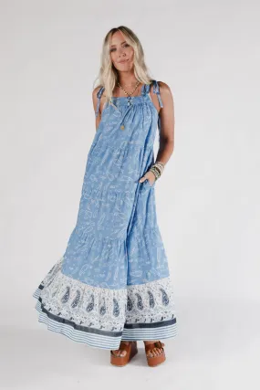 Golden Meadow Maxi Dress - Blue