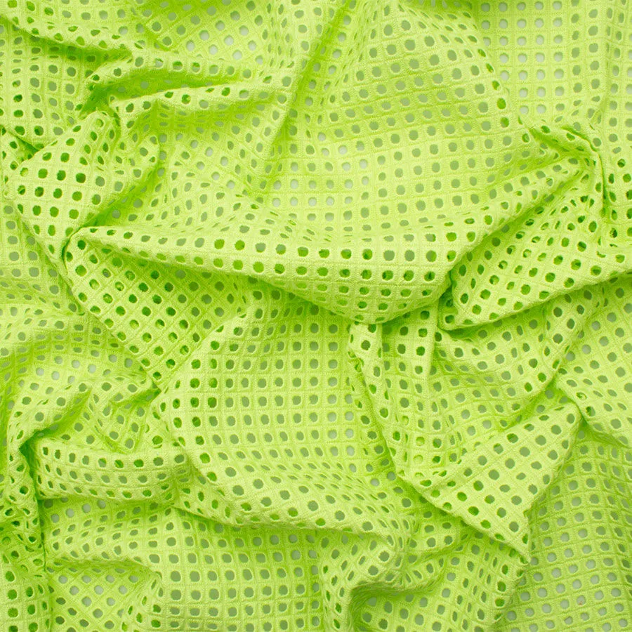 Green Square Geometric Cotton Embroidery