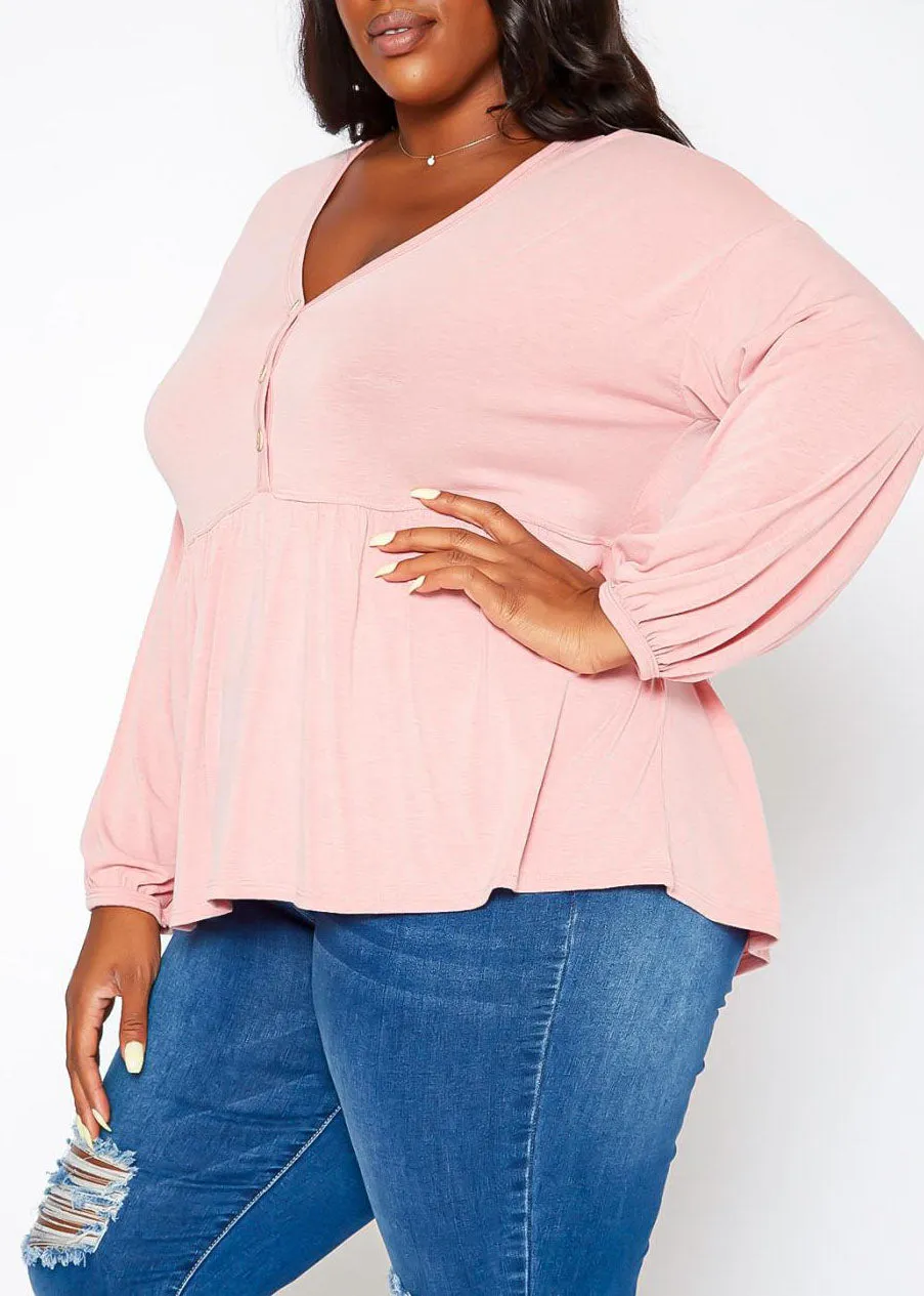 HI Curvy Plus Size Women Relaxed Fit Peplum Shirts