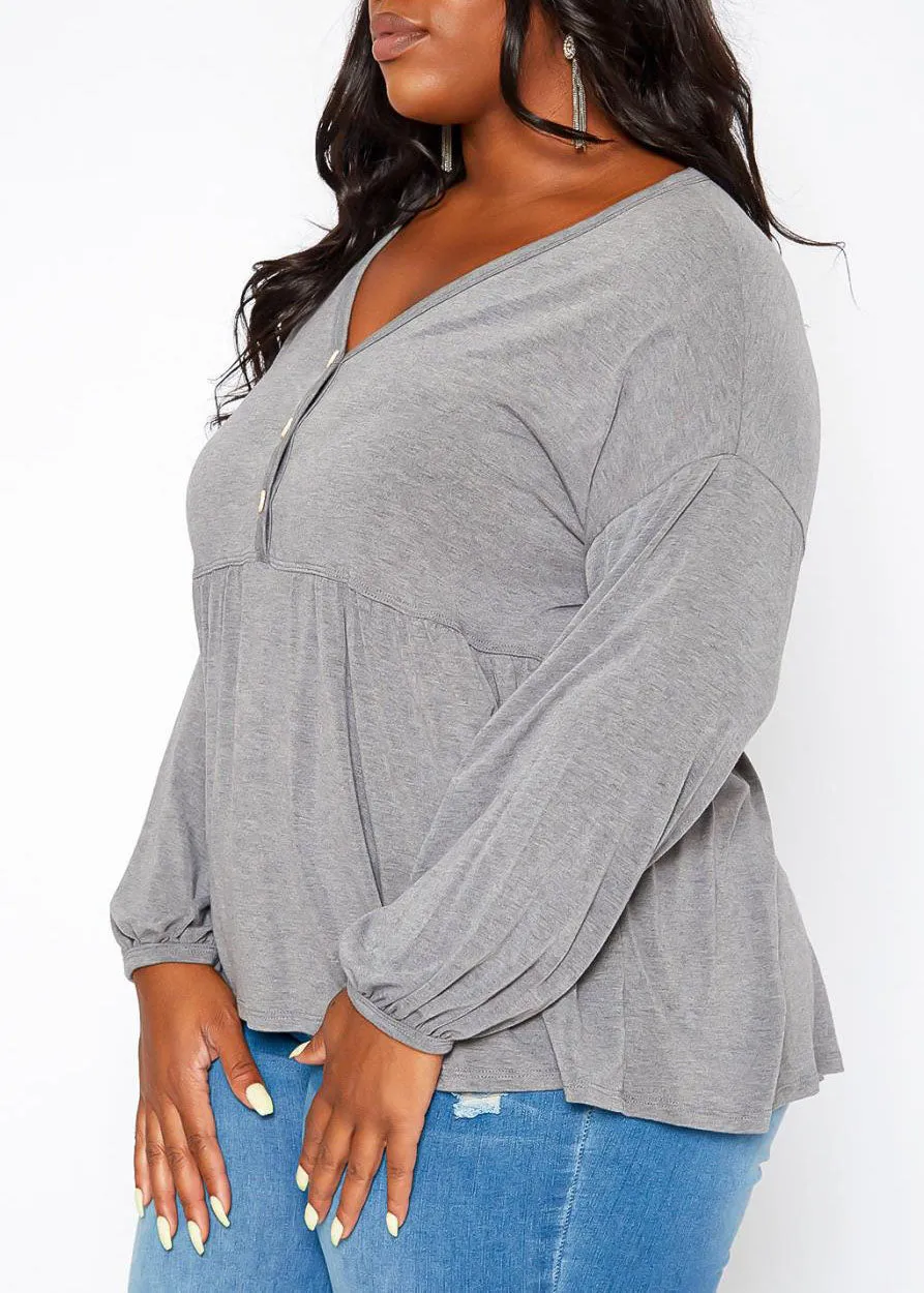 HI Curvy Plus Size Women Relaxed Fit Peplum Shirts