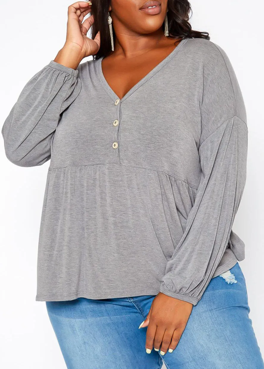 HI Curvy Plus Size Women Relaxed Fit Peplum Shirts