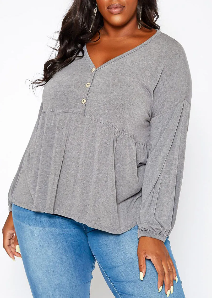 HI Curvy Plus Size Women Relaxed Fit Peplum Shirts