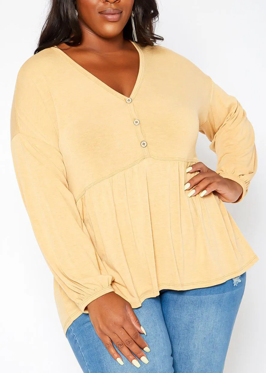 HI Curvy Plus Size Women Relaxed Fit Peplum Shirts