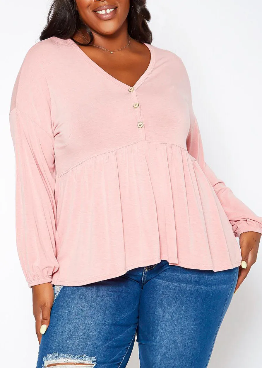 HI Curvy Plus Size Women Relaxed Fit Peplum Shirts