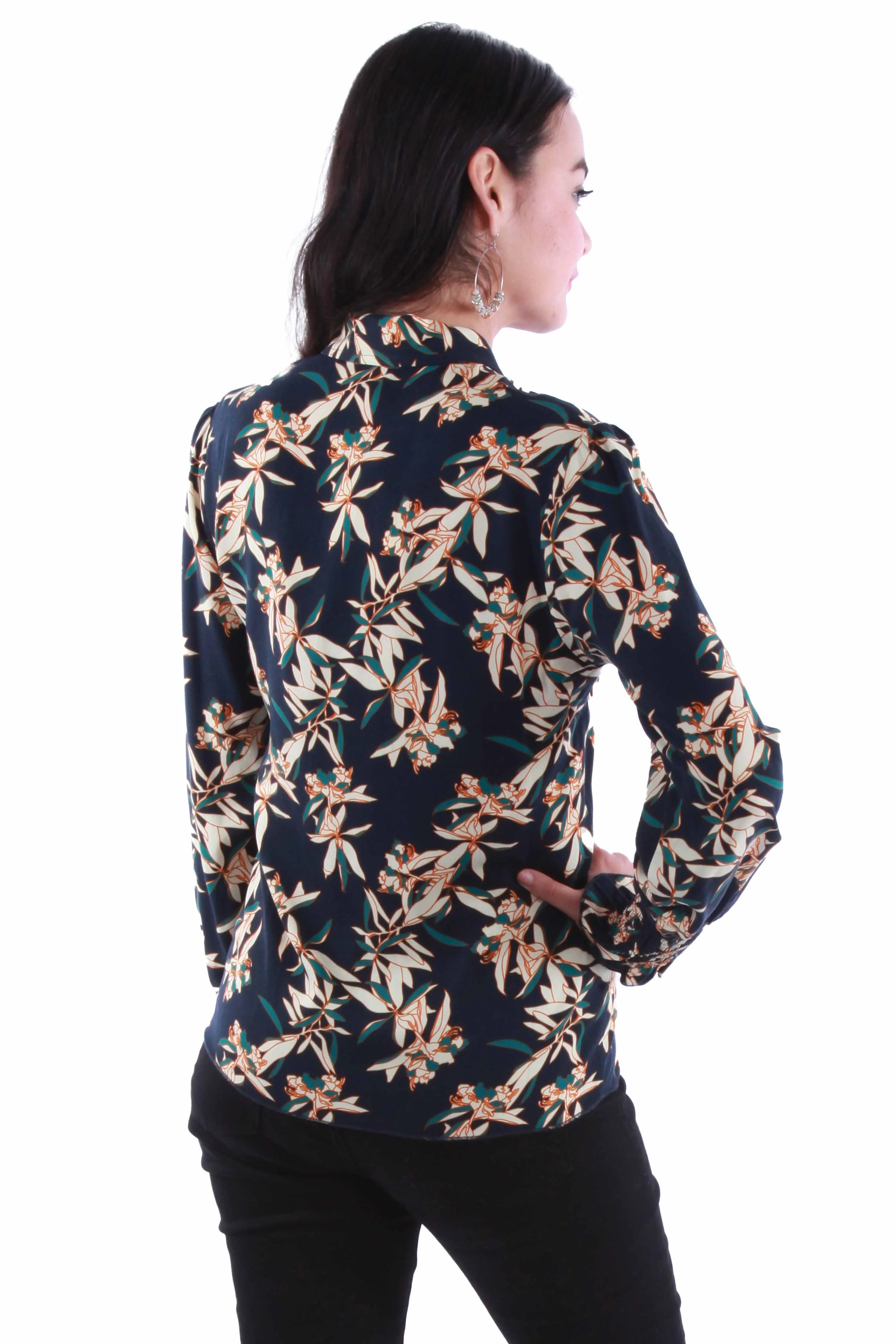 Honey creek navy floral print blouse