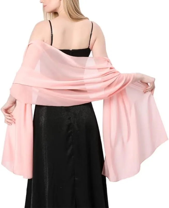 Ladiery Sheer Soft Chiffon Shawls and Wraps for Women, Lightweight Wedding Evening Party Dresses Scarf Bride