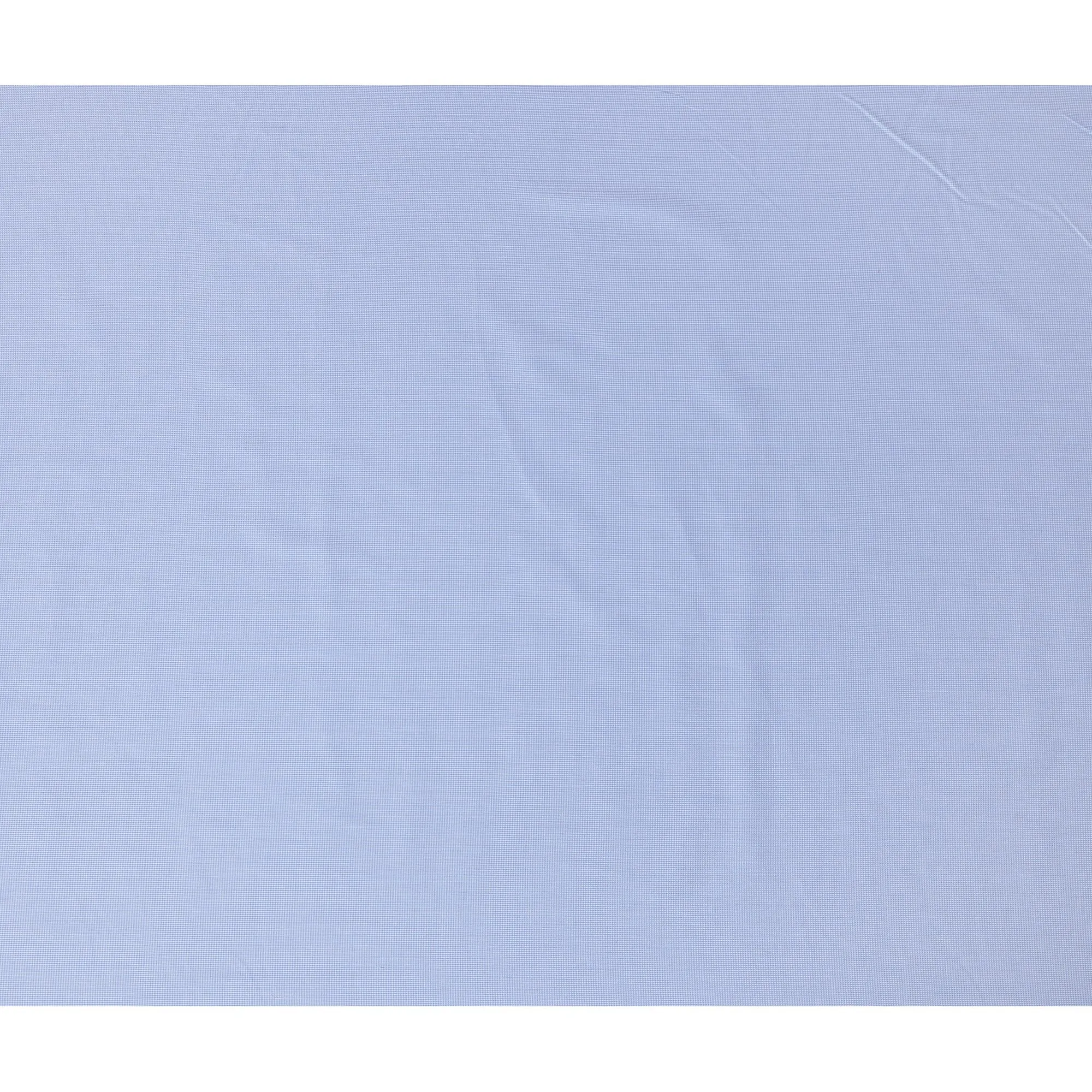 Light Blue and Navy Micro Check 100% Cotton Shirting Fabric, 150 cm Width, Made in Italy-D20483