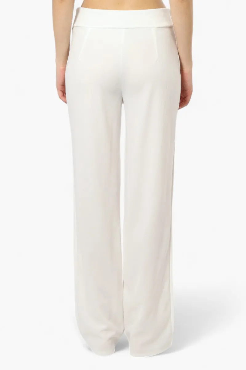 Limite Solid Basic Wide Leg Pants - White