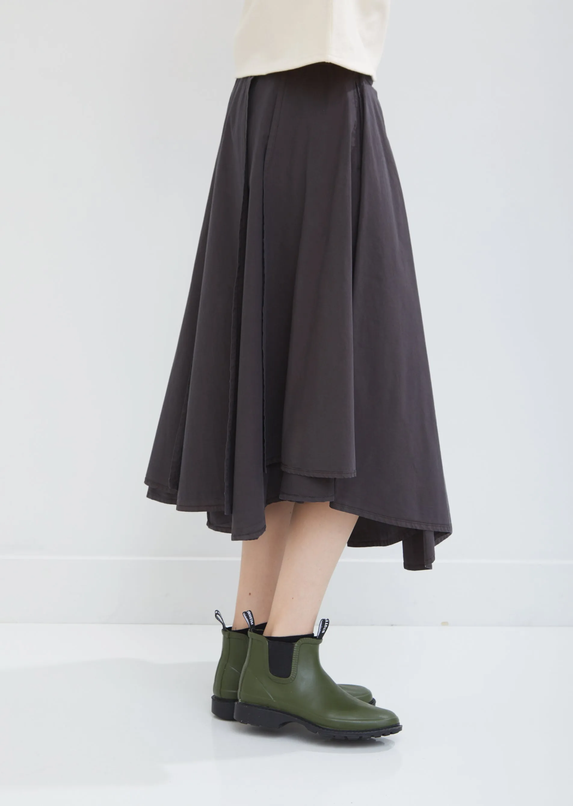 Long Umbrella Poplin Wrap Skirt