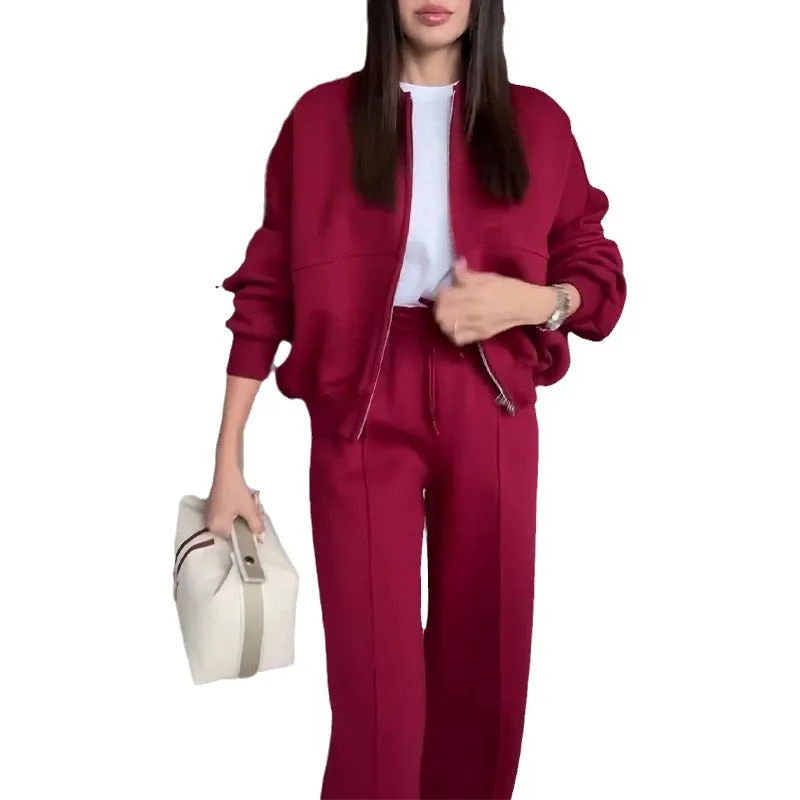 Loose Fit Sweater With Straight Pants Casual Suit