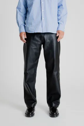 Loose Leather Pants - Black