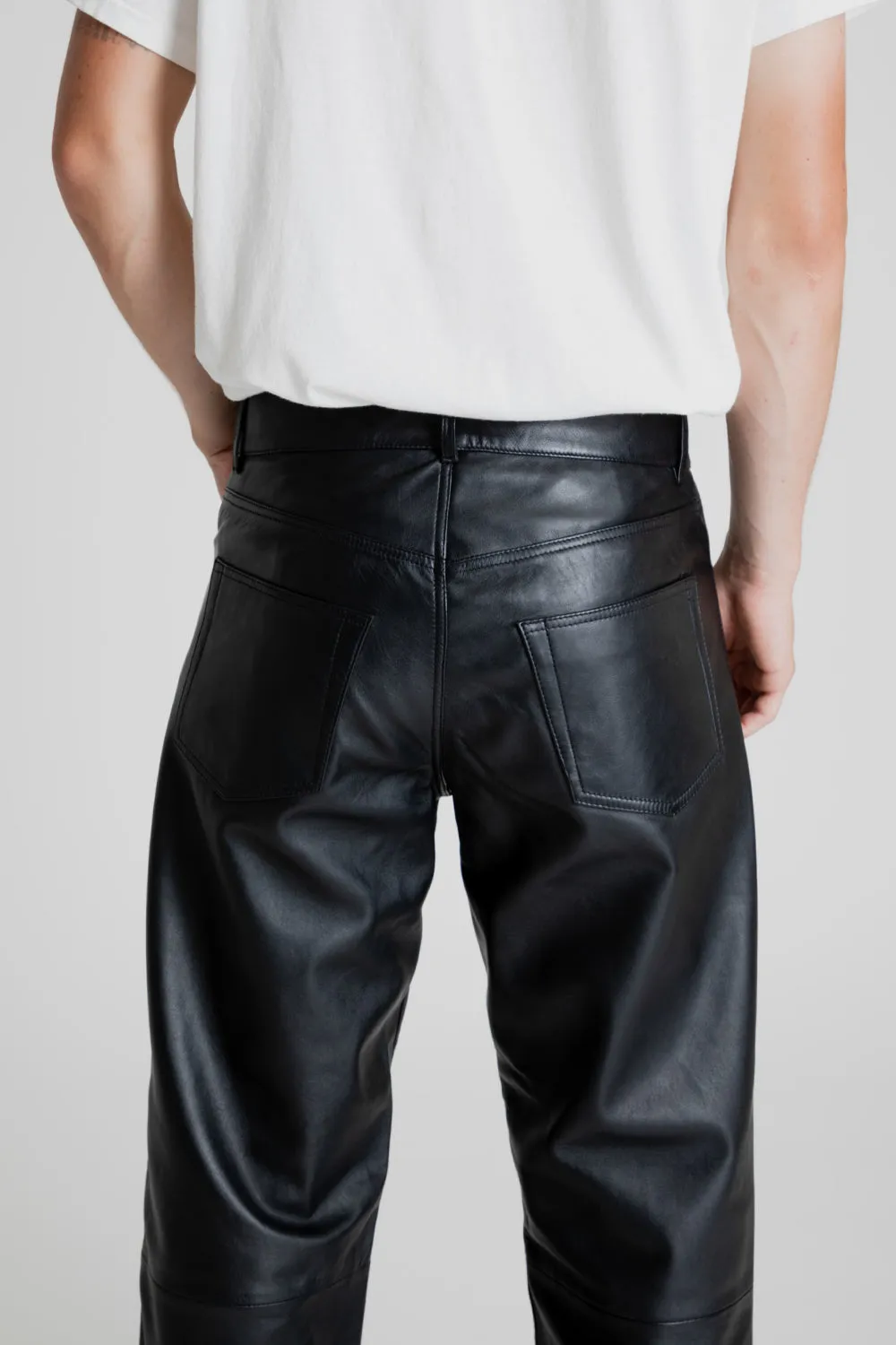 Loose Leather Pants - Black