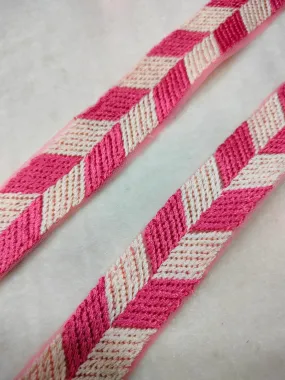 Magenta & White Embellished Threadwork Trim