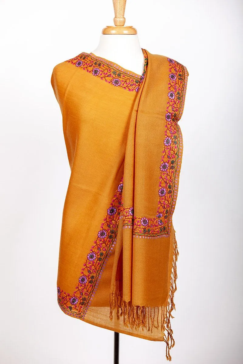 Manaslu Mustard Yellow Embroidered Shawl