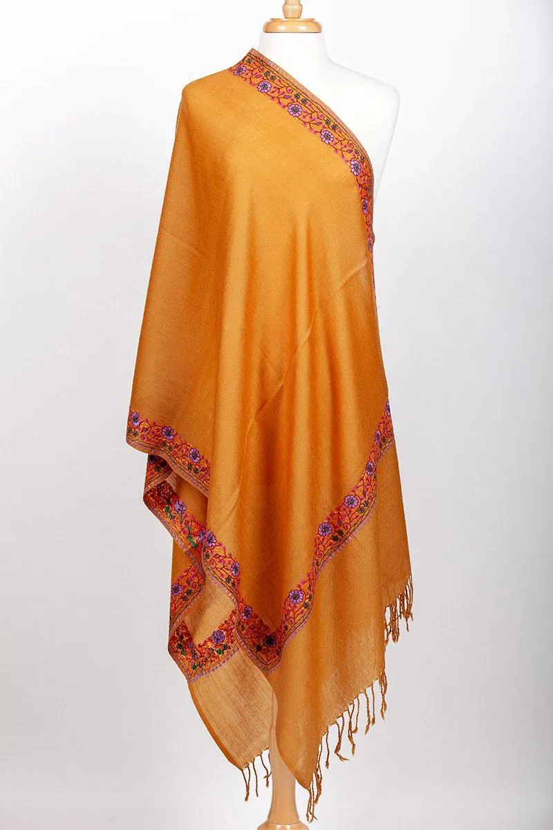 Manaslu Mustard Yellow Embroidered Shawl